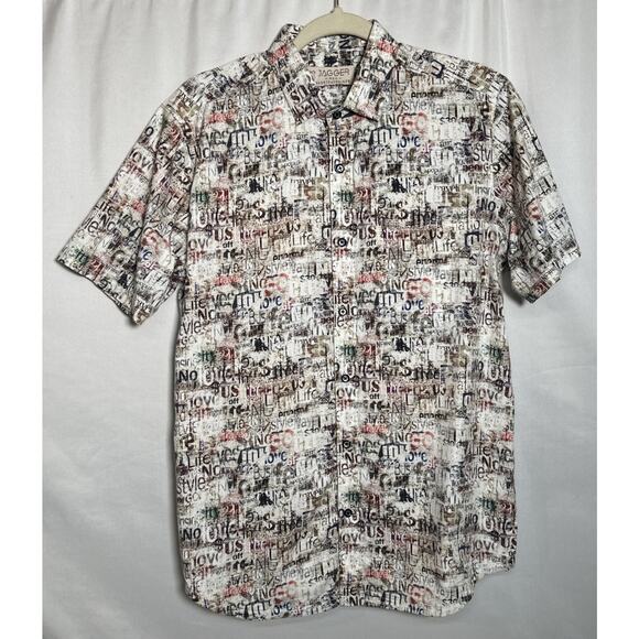 Jagger Men’s News Stand Styled Rare Men’s Short Sleeve Button Up Shirt - Picture 1 of 7